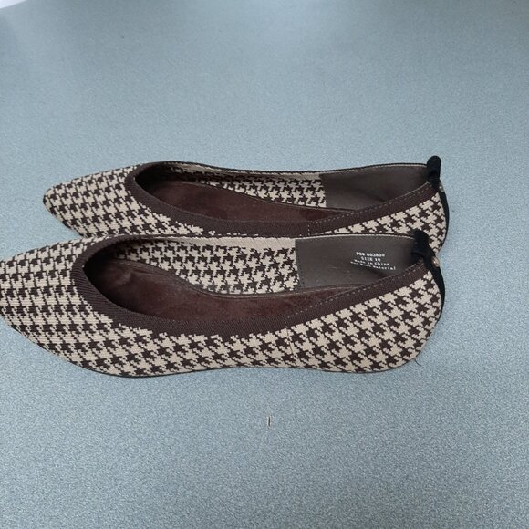 Houndstooth Check Flats in Brown & Tan; Women's Size 10; Knit Fabric Upper; NWOT - Picture 3 of 4